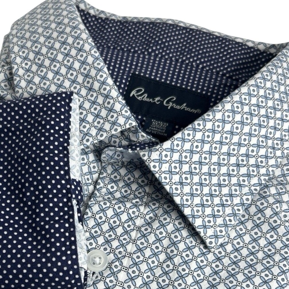 Robert Graham Shirt Multicolor Geometric Pattern Flip Cuff Men's Size XL Shirt